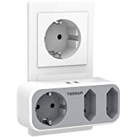 TESSAN Enchufe USB Pared con 3 Tomas y Doble USB- 5 en 1 Ladron enchufes Pared USB para Oficina- hogar- Dormitorio…